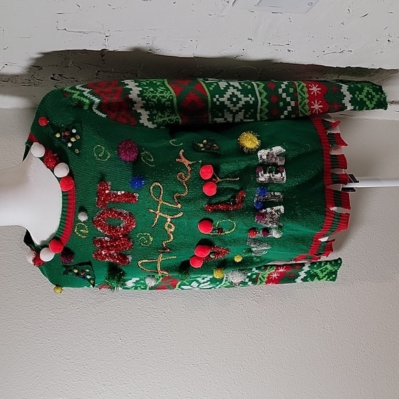 No Boundaries Ugly Christmas Sweater Holiday Pullover Crew Neck Sequins L 11 13 - Picture 3 of 16